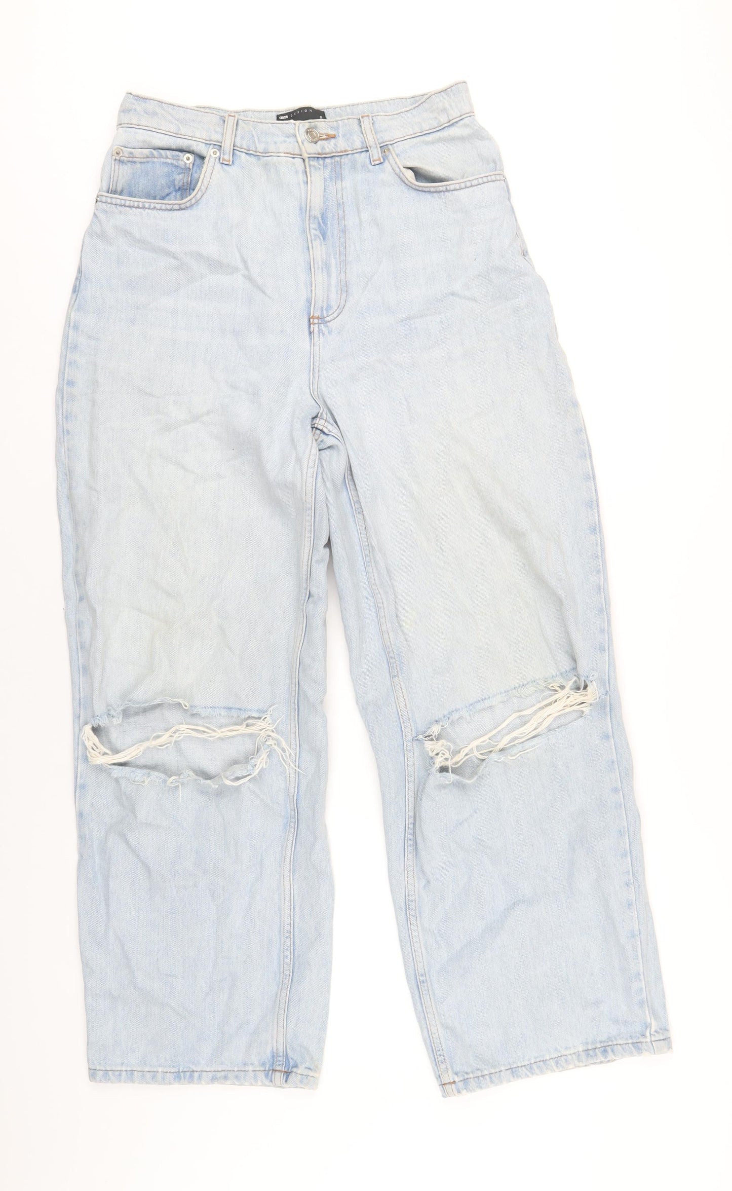 ASOS Womens Blue Cotton Wide-Leg Jeans Size 30 in L32 in Regular Zip