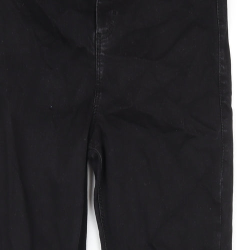 Topshop Womens Black Cotton Skinny Jeans Size 34 in L30 in Regular Zip