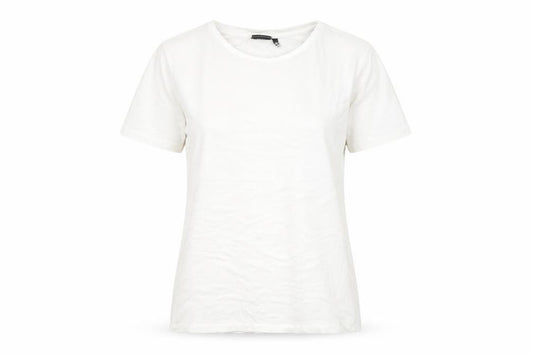 Front view of ASOS women’s white cotton basic t-shirt, size M, round neck