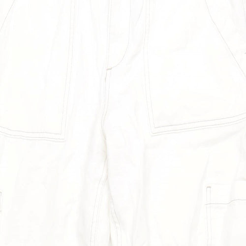 H&M Womens Ivory Cotton Straight Jeans Size 10 L30 in Regular Zip