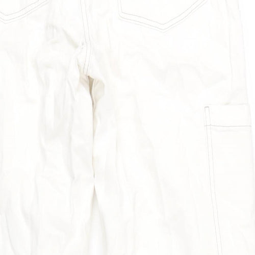 H&M Womens Ivory Cotton Straight Jeans Size 10 L30 in Regular Zip