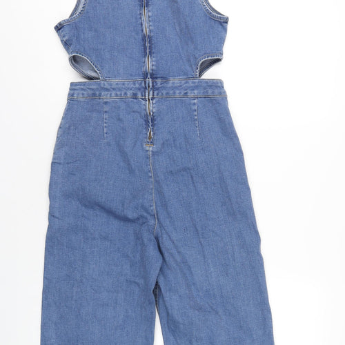 New Look Womens Blue Cotton Jumpsuit One-Piece Size 12 L18 in Zip