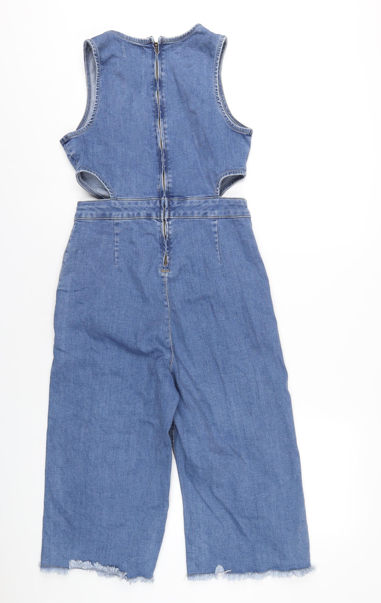 New Look Womens Blue Cotton Jumpsuit One-Piece Size 12 L18 in Zip