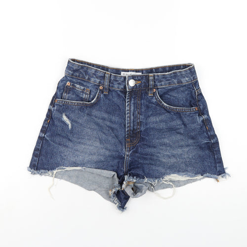 Denim & Co. Womens Blue Cotton Cut-Off Shorts Size 10 Regular Zip