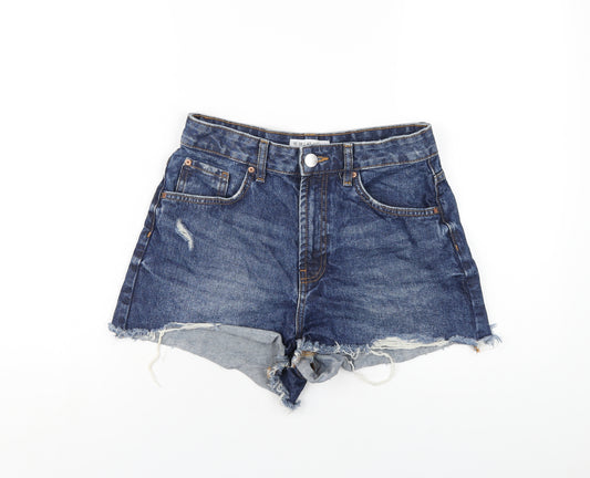 Denim & Co. Womens Blue Cotton Cut-Off Shorts Size 10 Regular Zip