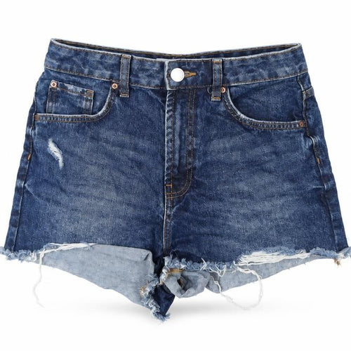 Denim & Co. Womens Blue Cotton Cut-Off Shorts Size 10 Regular Zip