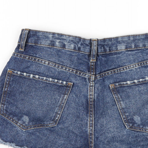 Denim & Co. Womens Blue Cotton Cut-Off Shorts Size 10 Regular Zip