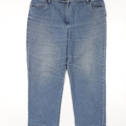 Bonmarché Womens Blue Cotton Straight Jeans Size 18 L28 in Regular Zip
