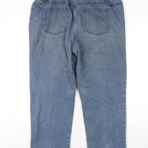 Bonmarché Womens Blue Cotton Straight Jeans Size 18 L28 in Regular Zip