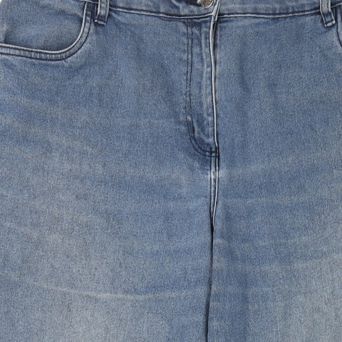 Bonmarché Womens Blue Cotton Straight Jeans Size 18 L28 in Regular Zip