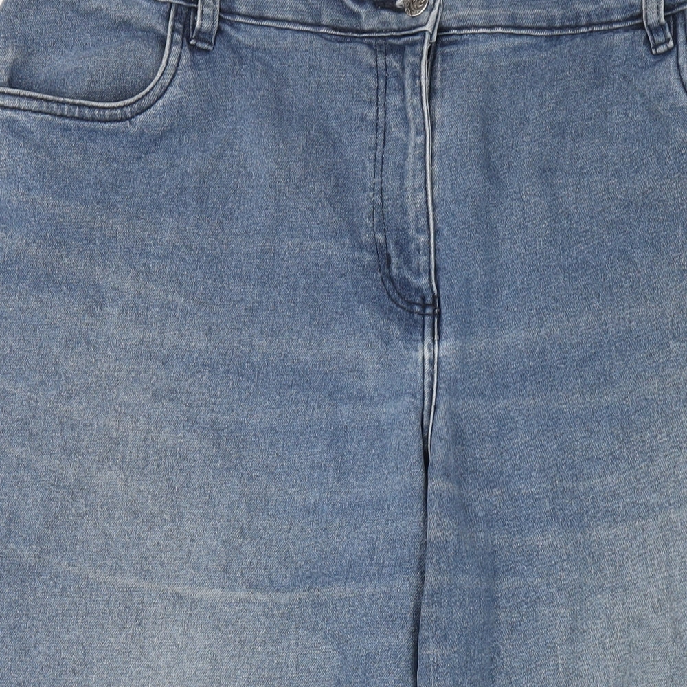 Bonmarché Womens Blue Cotton Straight Jeans Size 18 L28 in Regular Zip