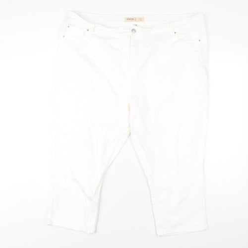 Simply Be Womens White Cotton Cropped Jeans Size 44 in L22 in Regular Zip