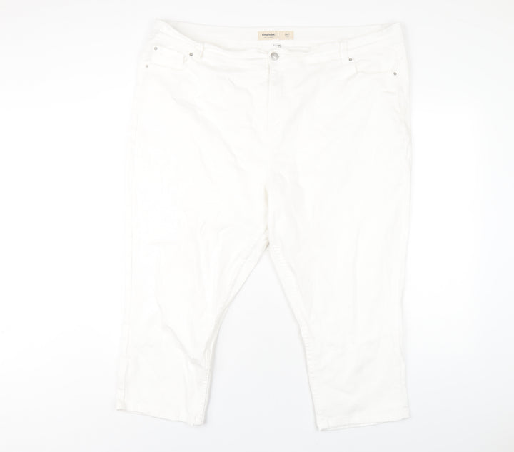 Simply Be Womens White Cotton Cropped Jeans Size 44 in L22 in Regular Zip