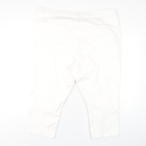 Simply Be Womens White Cotton Cropped Jeans Size 44 in L22 in Regular Zip