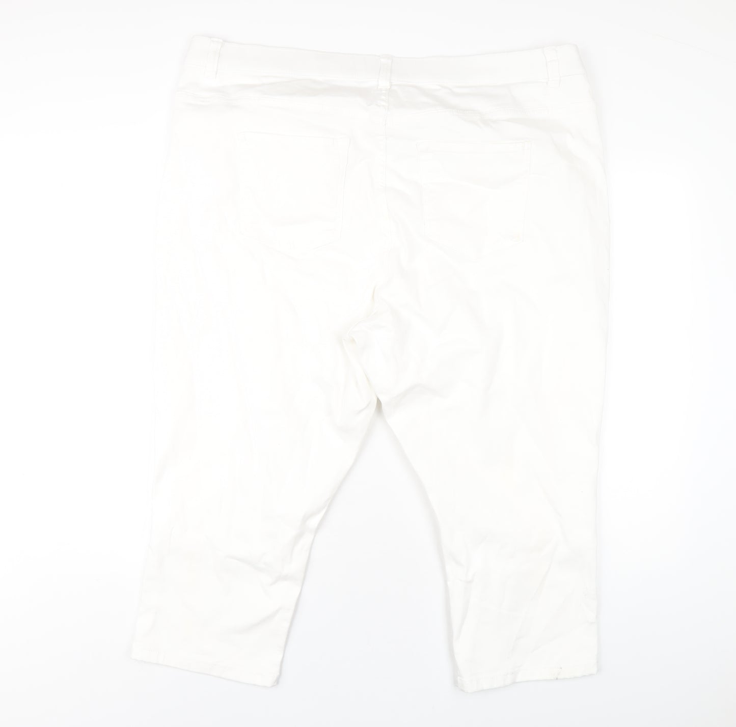 Simply Be Womens White Cotton Cropped Jeans Size 44 in L22 in Regular Zip