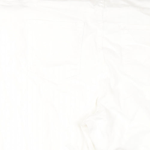 Simply Be Womens White Cotton Cropped Jeans Size 44 in L22 in Regular Zip