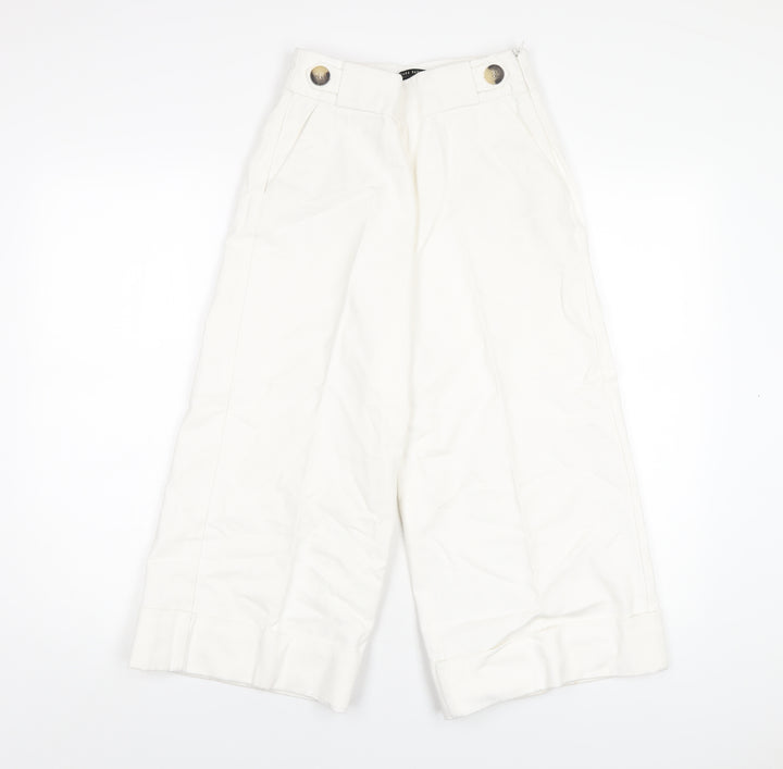 Zara Womens White Cotton Capri Jeans Size XS L20 in Regular Zip