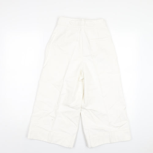 Zara Womens White Cotton Capri Jeans Size XS L20 in Regular Zip