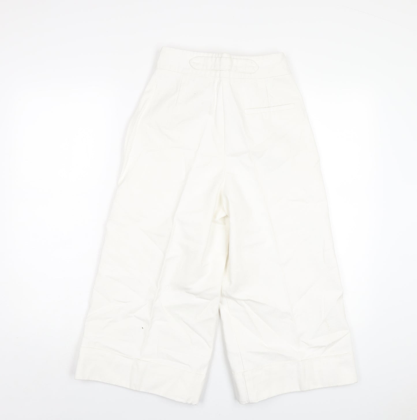 Zara Womens White Cotton Capri Jeans Size XS L20 in Regular Zip