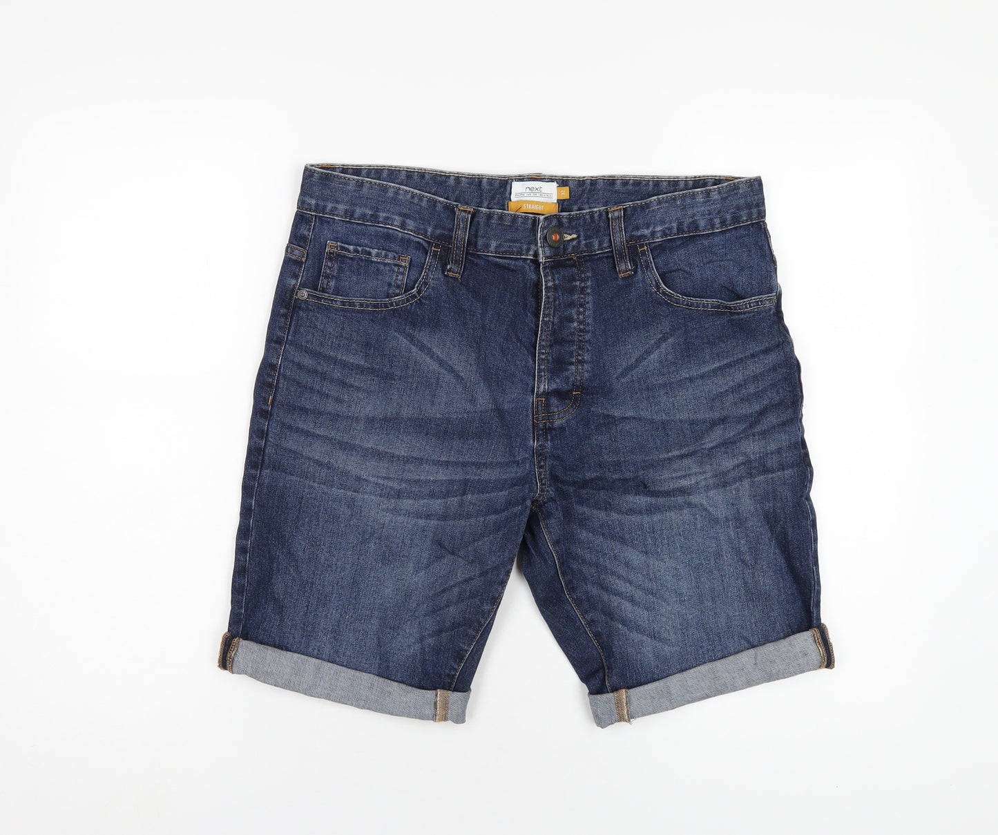 NEXT Mens Blue Cotton Bermuda Shorts Size 32 in L9 in Regular Button