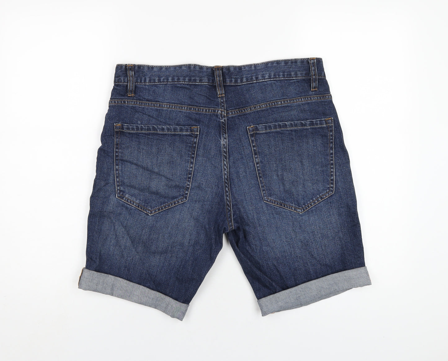 NEXT Mens Blue Cotton Bermuda Shorts Size 32 in L9 in Regular Button