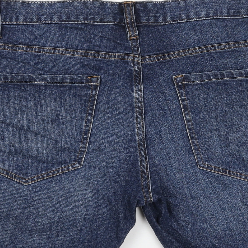 NEXT Mens Blue Cotton Bermuda Shorts Size 32 in L9 in Regular Button