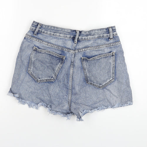 SheIn Womens Blue Cotton Cut-Off Shorts Size L Regular Zip