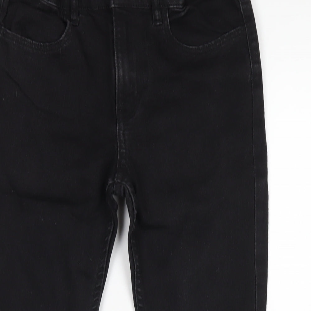 H&M Girls Black Cotton Skinny Jeans Size 9-10 Years L24 in Regular Zip