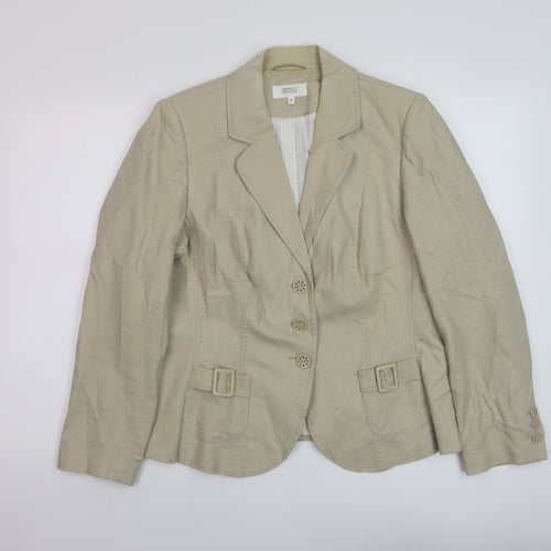 Marks and Spencer Womens Beige Jacket Size 16 Button