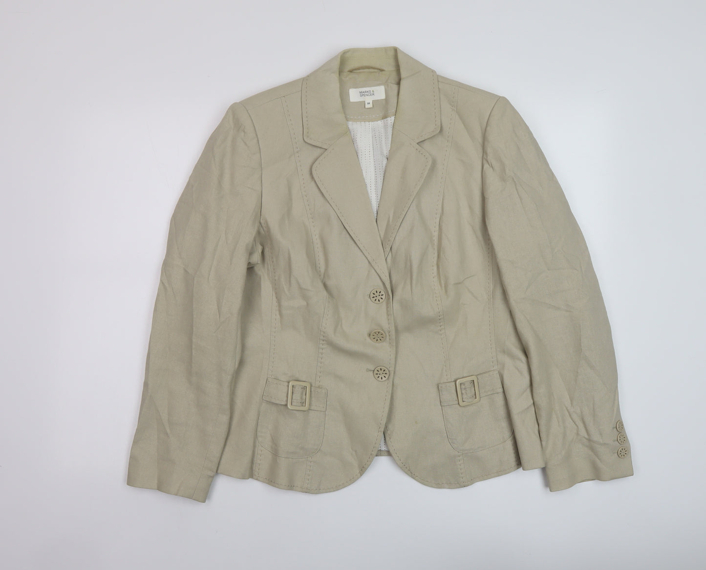 Marks and Spencer Womens Beige Jacket Size 16 Button