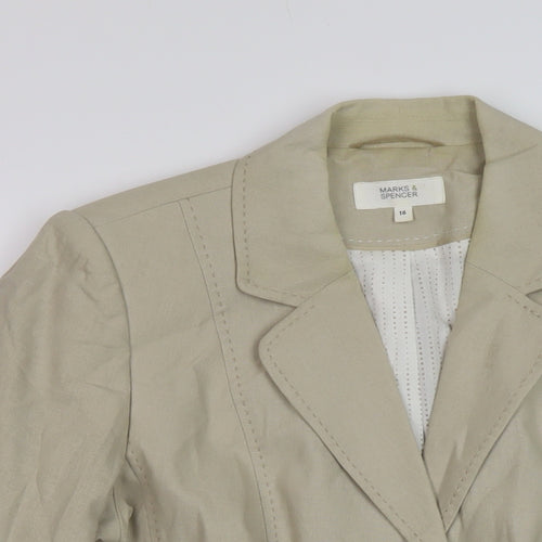 Marks and Spencer Womens Beige Jacket Size 16 Button