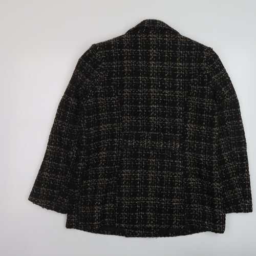 Bonmarché Womens Black Geometric Overcoat Coat Size 12 Button