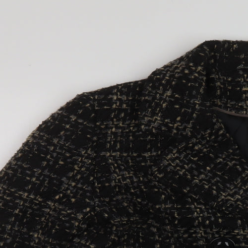 Bonmarché Womens Black Geometric Overcoat Coat Size 12 Button
