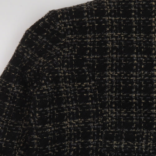 Bonmarché Womens Black Geometric Overcoat Coat Size 12 Button