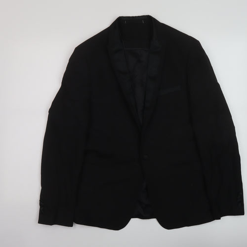 Marks and Spencer Mens Black Polyester Jacket Suit Jacket Size 36 Regular