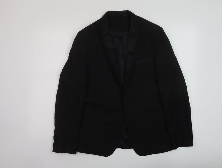Marks and Spencer Mens Black Polyester Jacket Suit Jacket Size 36 Regular