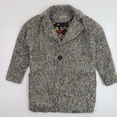 Trucco Womens Grey Overcoat Coat Size 8 Button