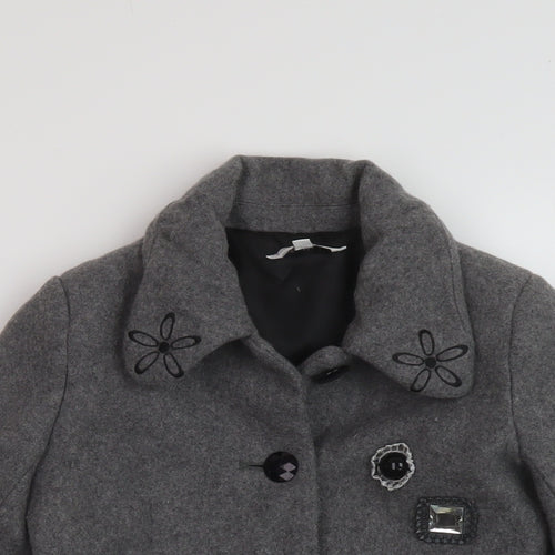 Marc Jacobs Girls Grey Overcoat Coat Size 6 Years Button