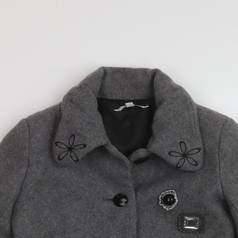 Marc Jacobs Girls Grey Overcoat Coat Size 6 Years Button