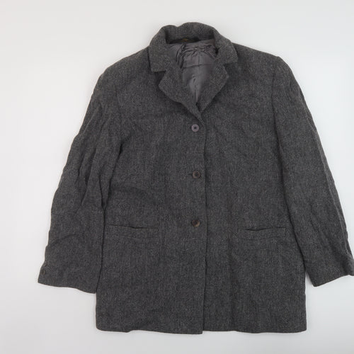 Marks and Spencer Womens Grey Overcoat Coat Size 14 Button