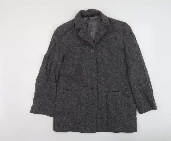 Marks and Spencer Womens Grey Overcoat Coat Size 14 Button