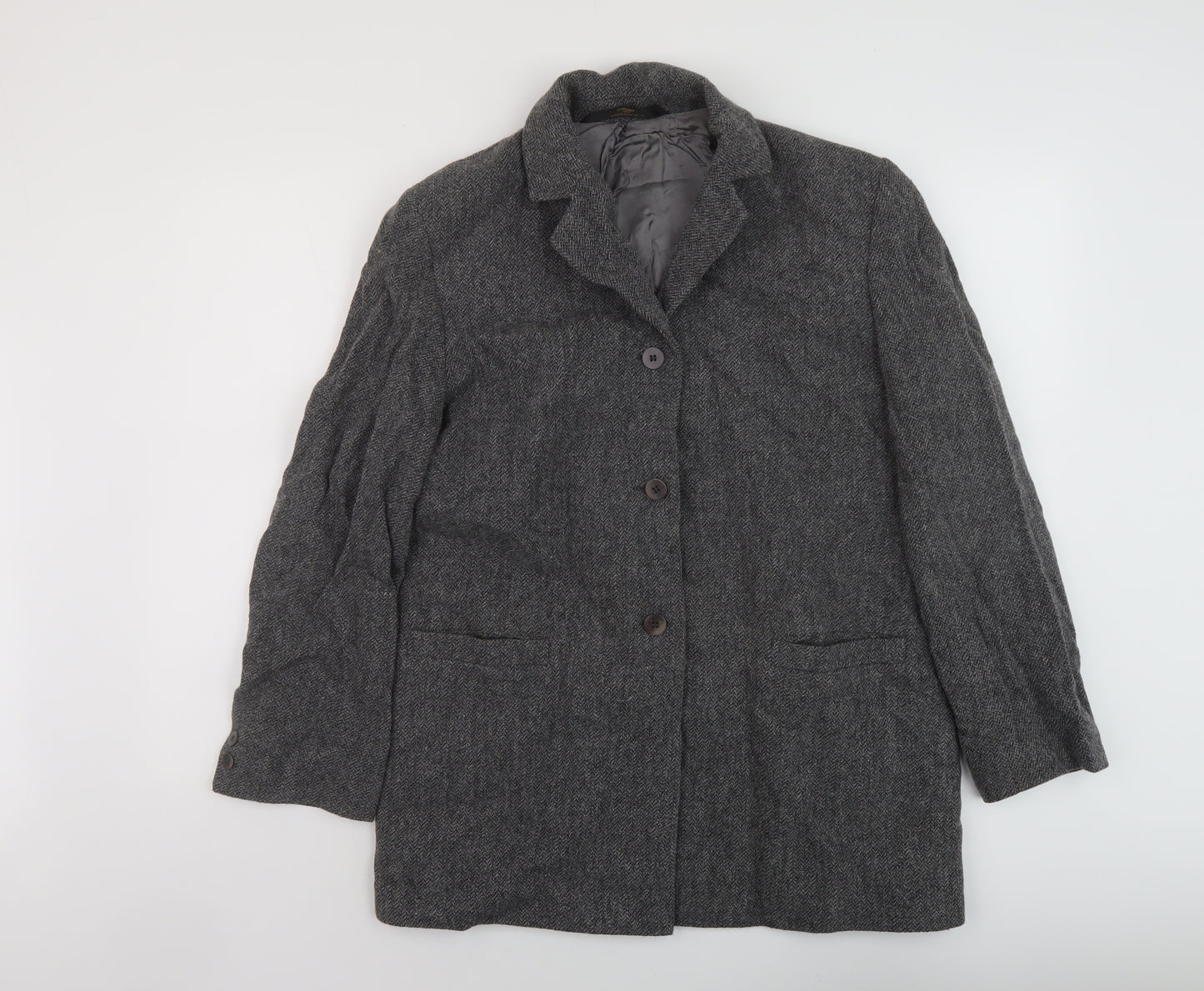 Marks and Spencer Womens Grey Overcoat Coat Size 14 Button
