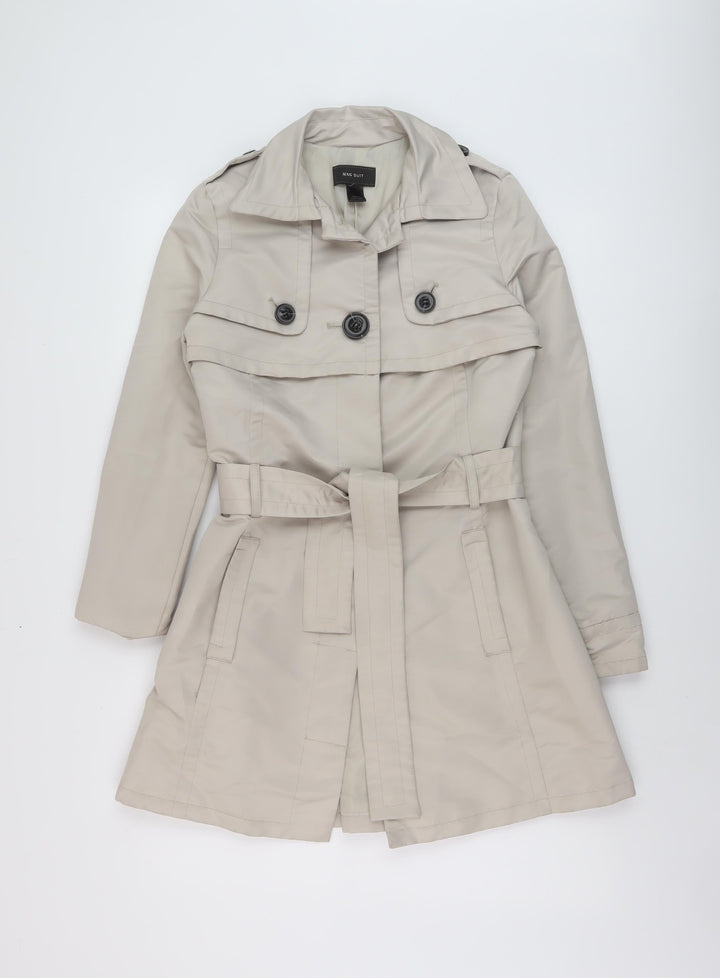 Mango Womens Beige Overcoat Coat Size S Button