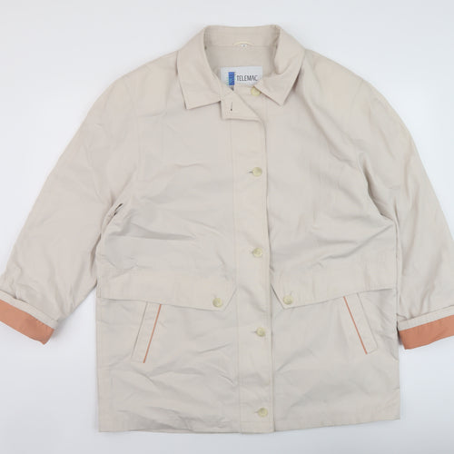 Telemac Womens Beige Overcoat Coat Size 16 Button