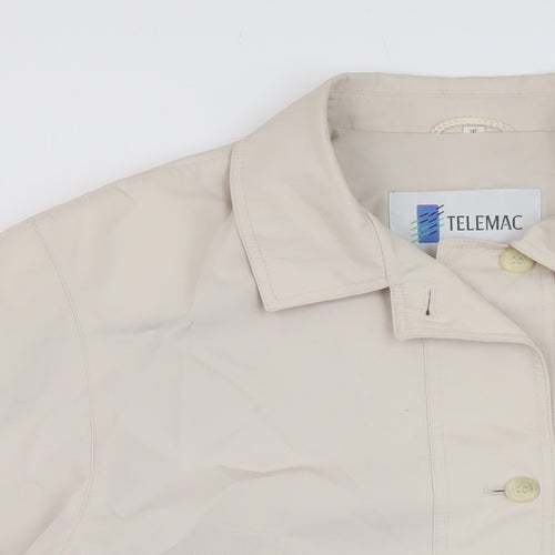 Telemac Womens Beige Overcoat Coat Size 16 Button