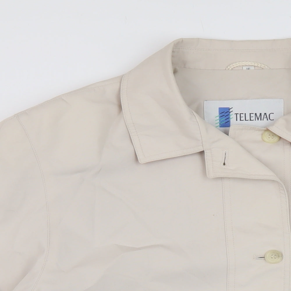 Telemac Womens Beige Overcoat Coat Size 16 Button