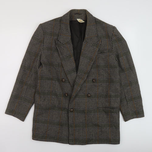 Etam Womens Brown Plaid Jacket Size 12 Button