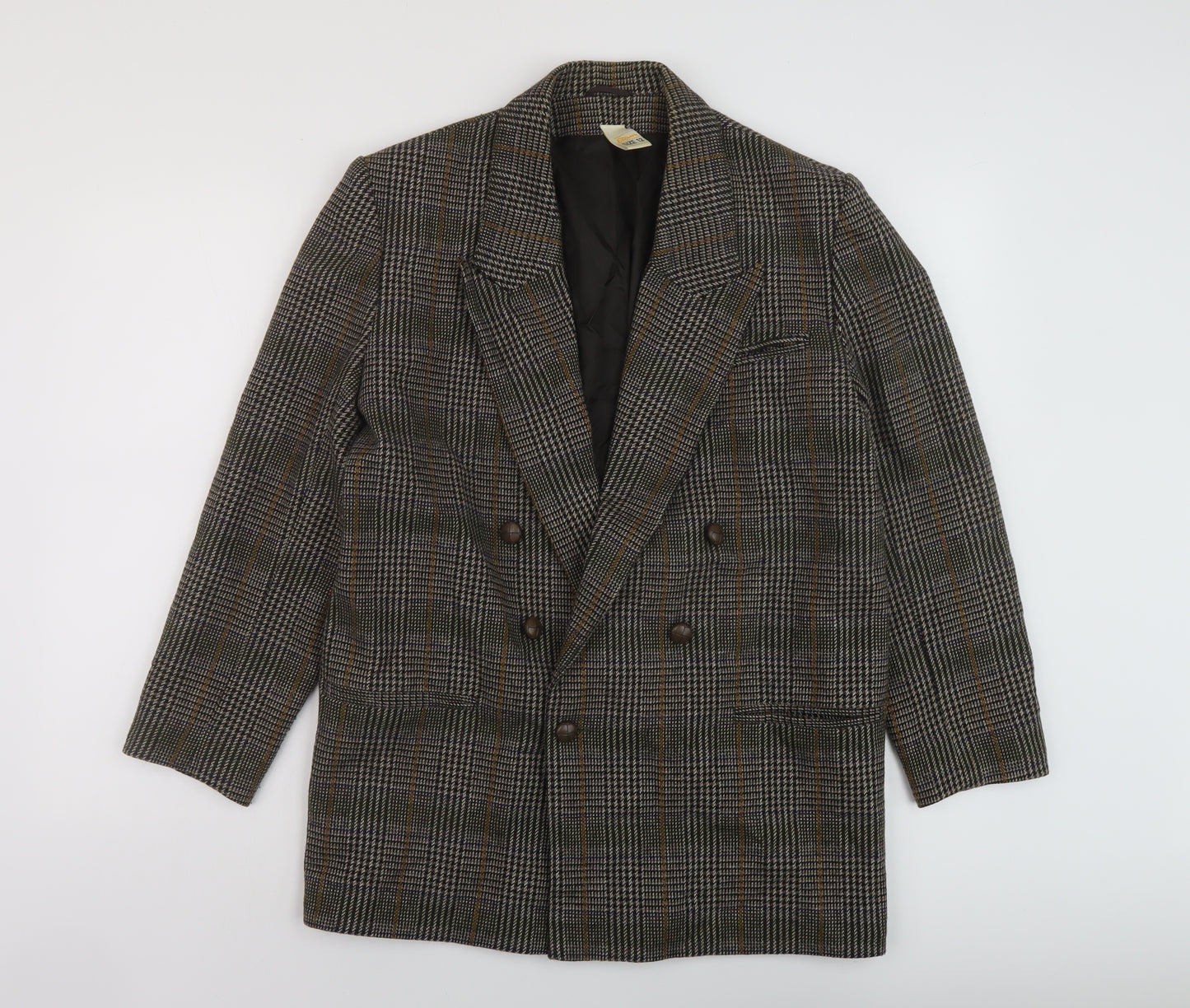 Etam Womens Brown Plaid Jacket Size 12 Button