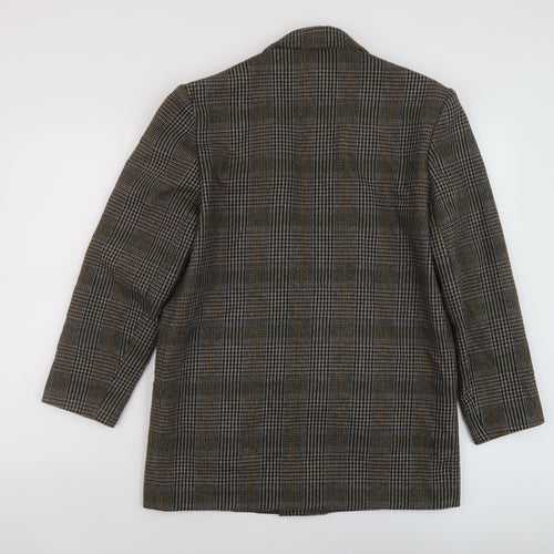 Etam Womens Brown Plaid Jacket Size 12 Button