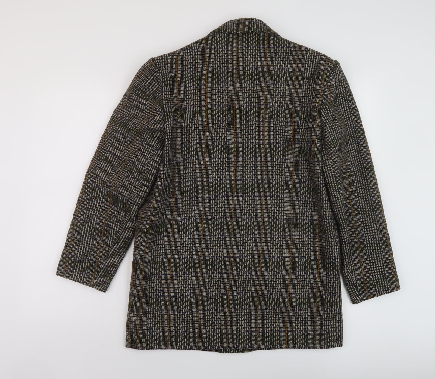 Etam Womens Brown Plaid Jacket Size 12 Button
